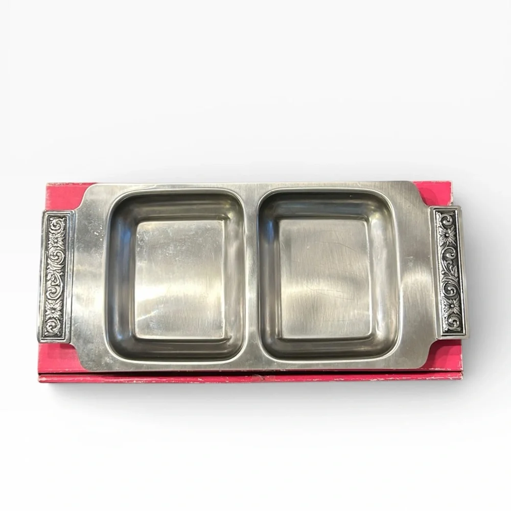 Vintage International Decorator Stainless Steel Divided Serving Tray